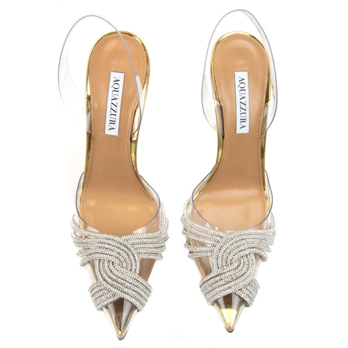 Aquazzura Gatsby Sling 105 Soft Gold