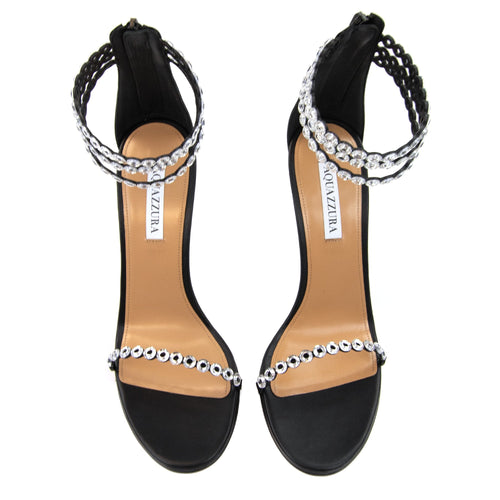 Aquazzura Forever Crystal Sandal 105 Black
