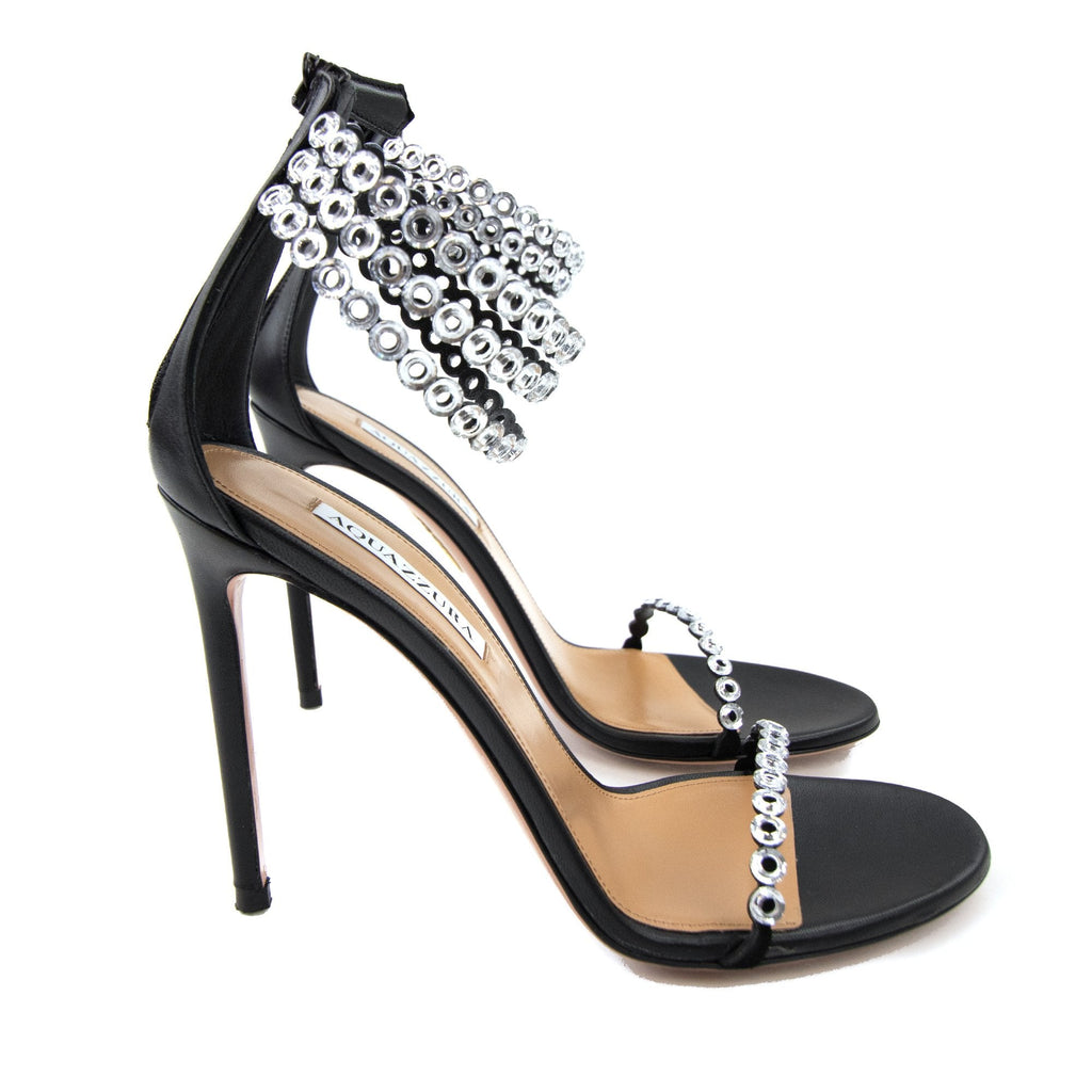 Aquazzura Forever Crystal Sandal 105 Black