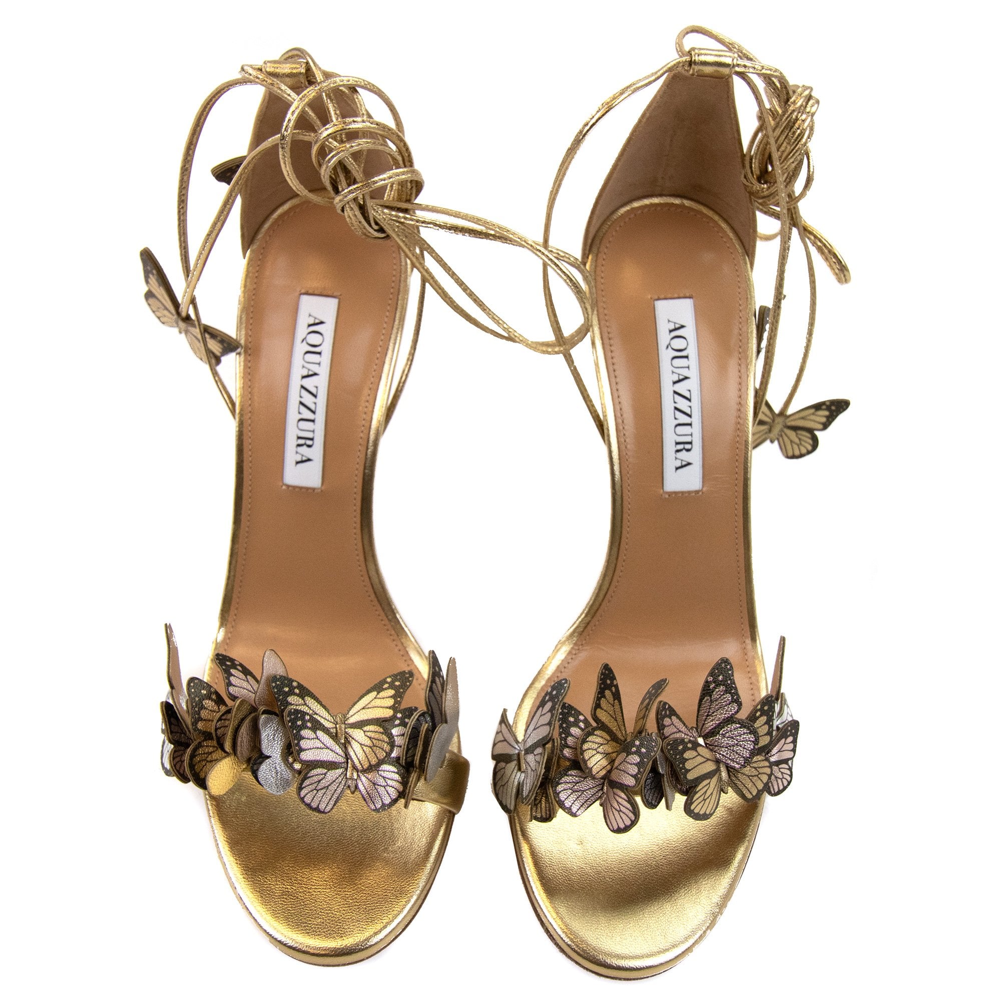 Aquazzura Papillon Sandal 105 Soft Gold