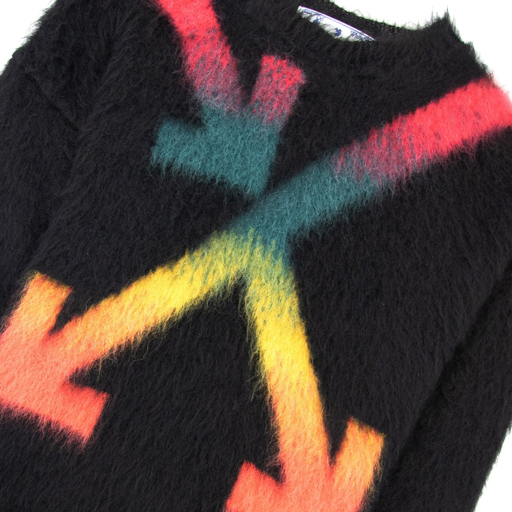 Off White Fuzzy Arrows Crewneck Sweatshirt Black Rain Bow