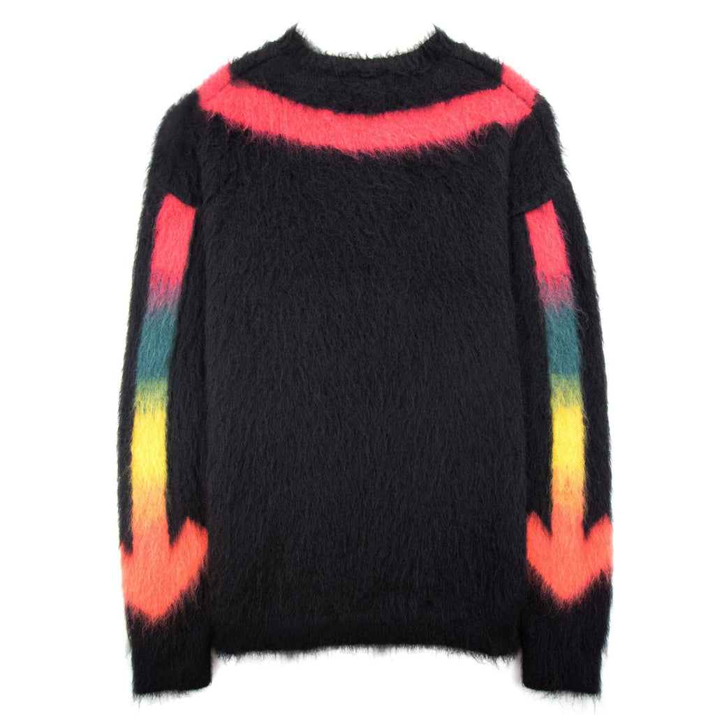 Off White Fuzzy Arrows Crewneck Sweatshirt Black Rain Bow