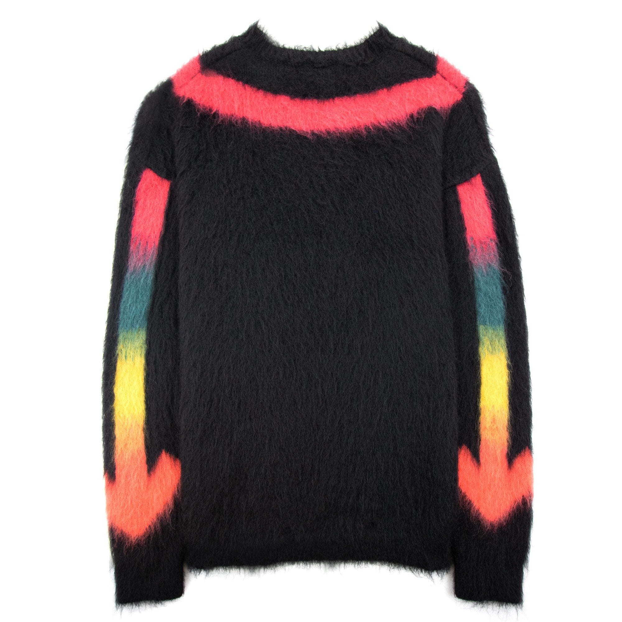 Off White Fuzzy Arrows Crewneck Sweatshirt Black Rain Bow