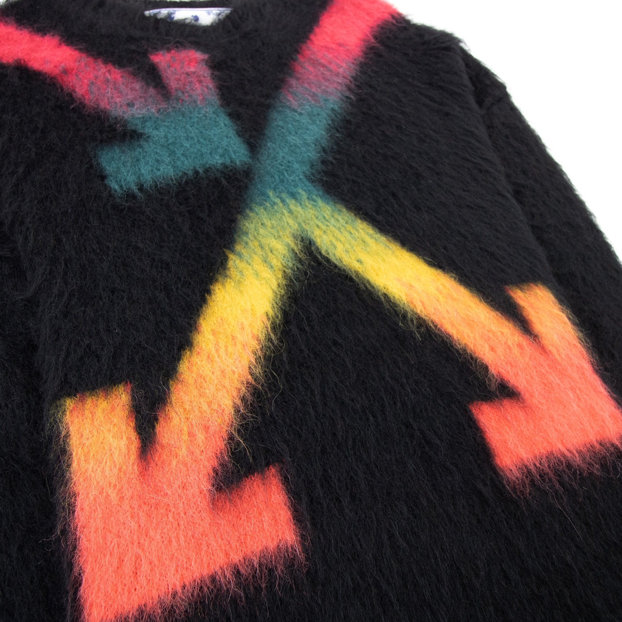 Off White Fuzzy Arrows Crewneck Sweatshirt Black Rain Bow
