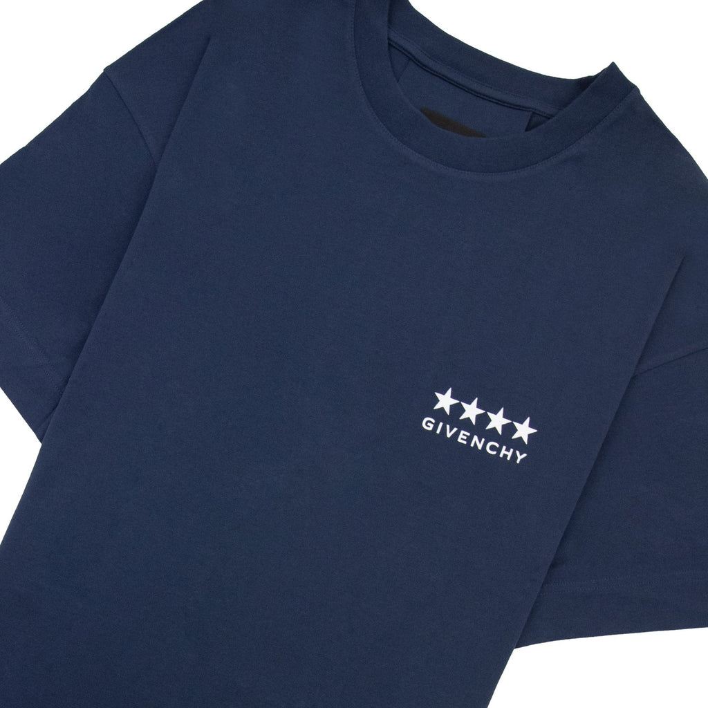 Givenchy 4g Stars Logo T Shirt Deep Blue 402