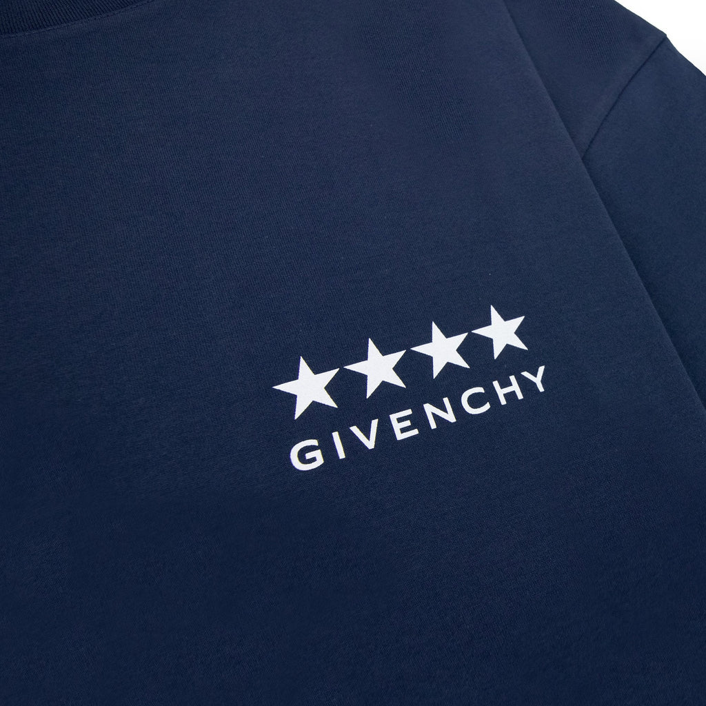 Givenchy 4g Stars Logo T Shirt Deep Blue 402