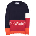 Off White Block Pannel Knitted Sweatshirt Dark Blue/red