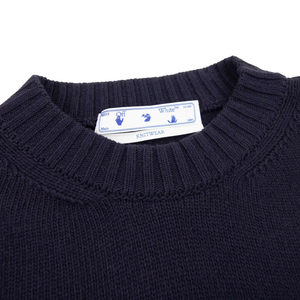 Off White Block Pannel Knitted Sweatshirt Dark Blue/red