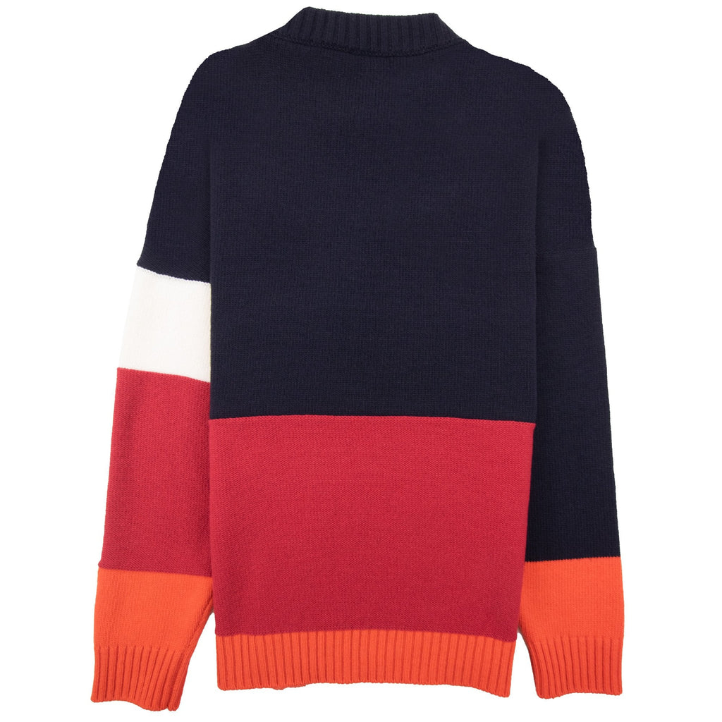 Off White Block Pannel Knitted Sweatshirt Dark Blue/red