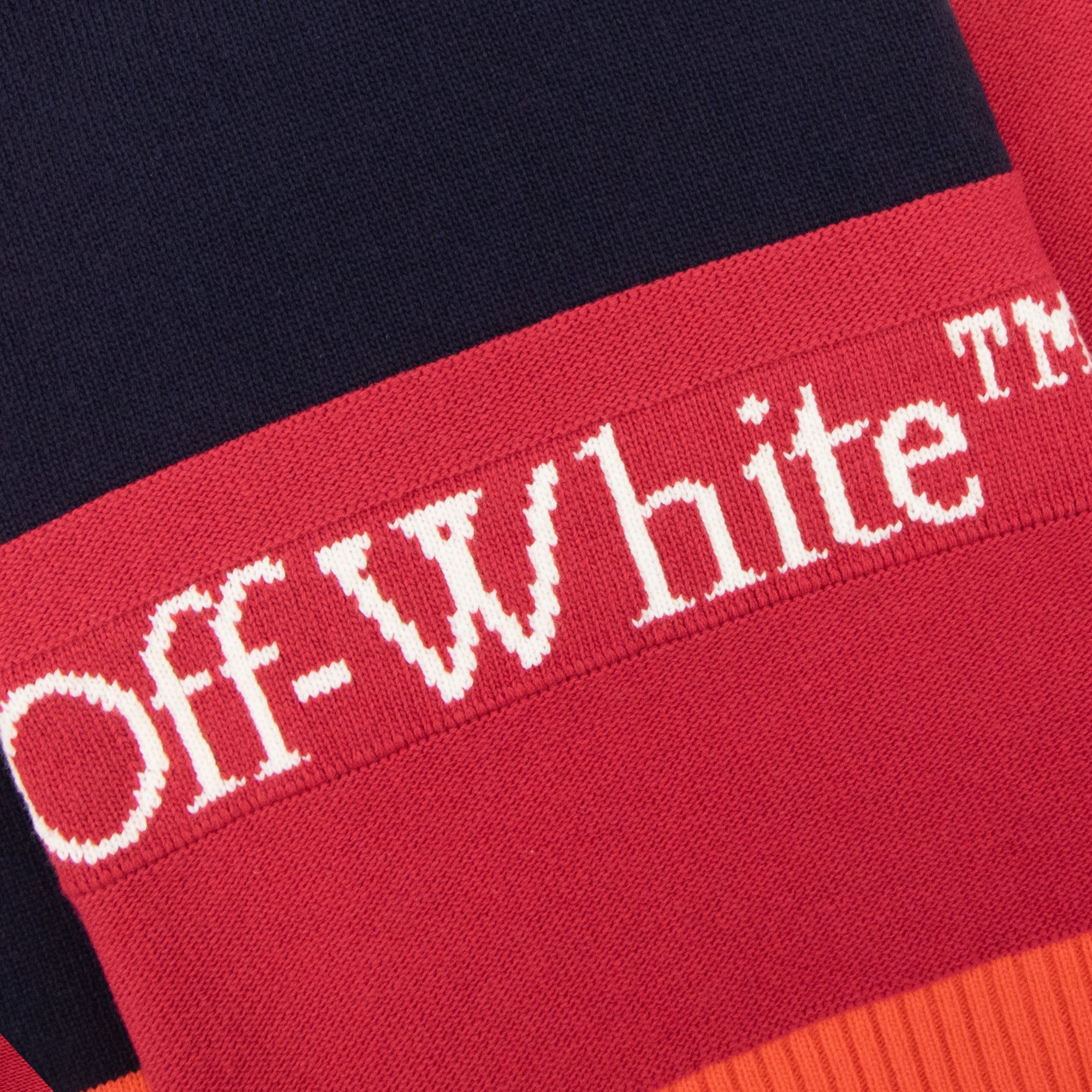 Off White Block Pannel Knitted Sweatshirt Dark Blue/red