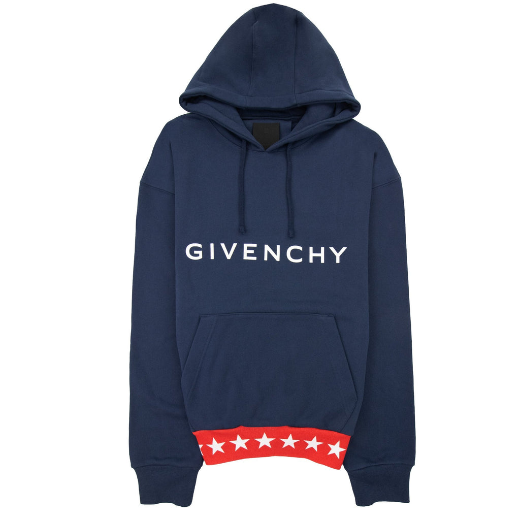 Givenchy Logo Stars Hoodied Sweatshirt Deep Blue 402