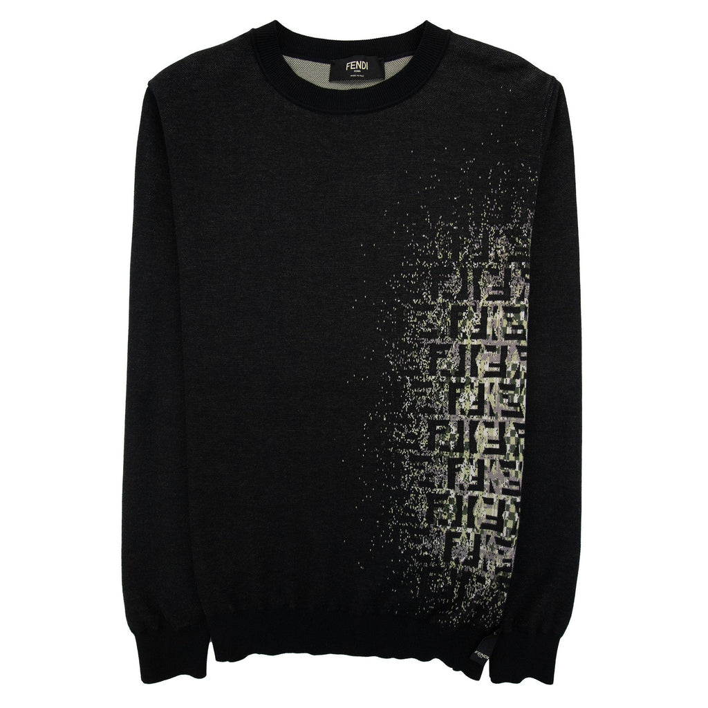 Fendi Girocollo Shaded Ff Logo Knitted Jumper Nero
