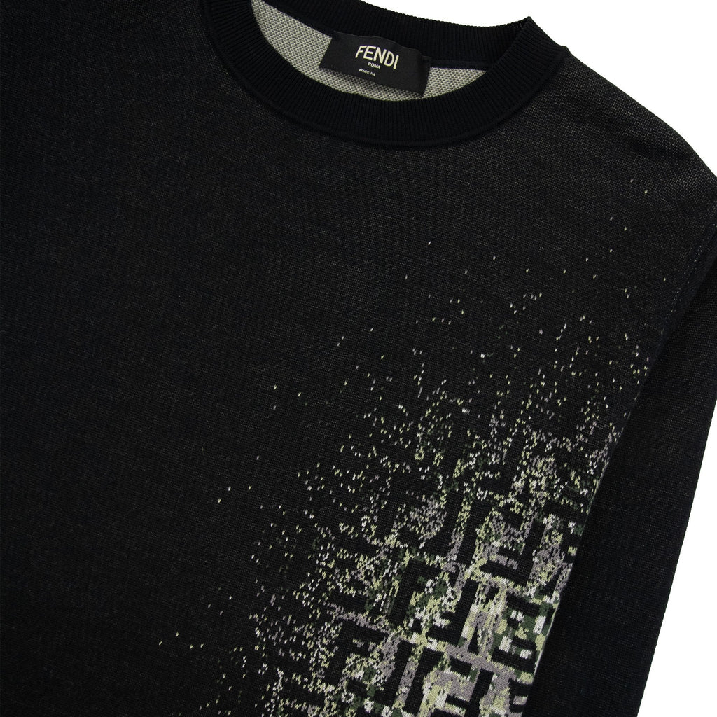 Fendi Girocollo Shaded Ff Logo Knitted Jumper Nero