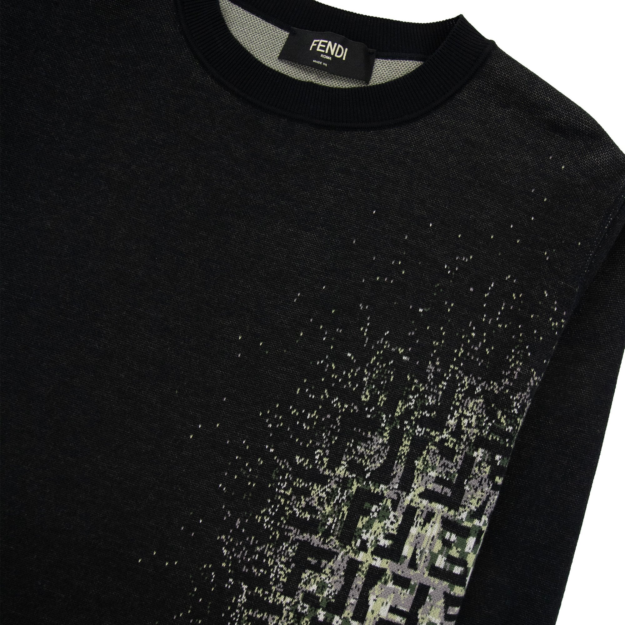 Fendi Girocollo Shaded Ff Logo Knitted Jumper Nero