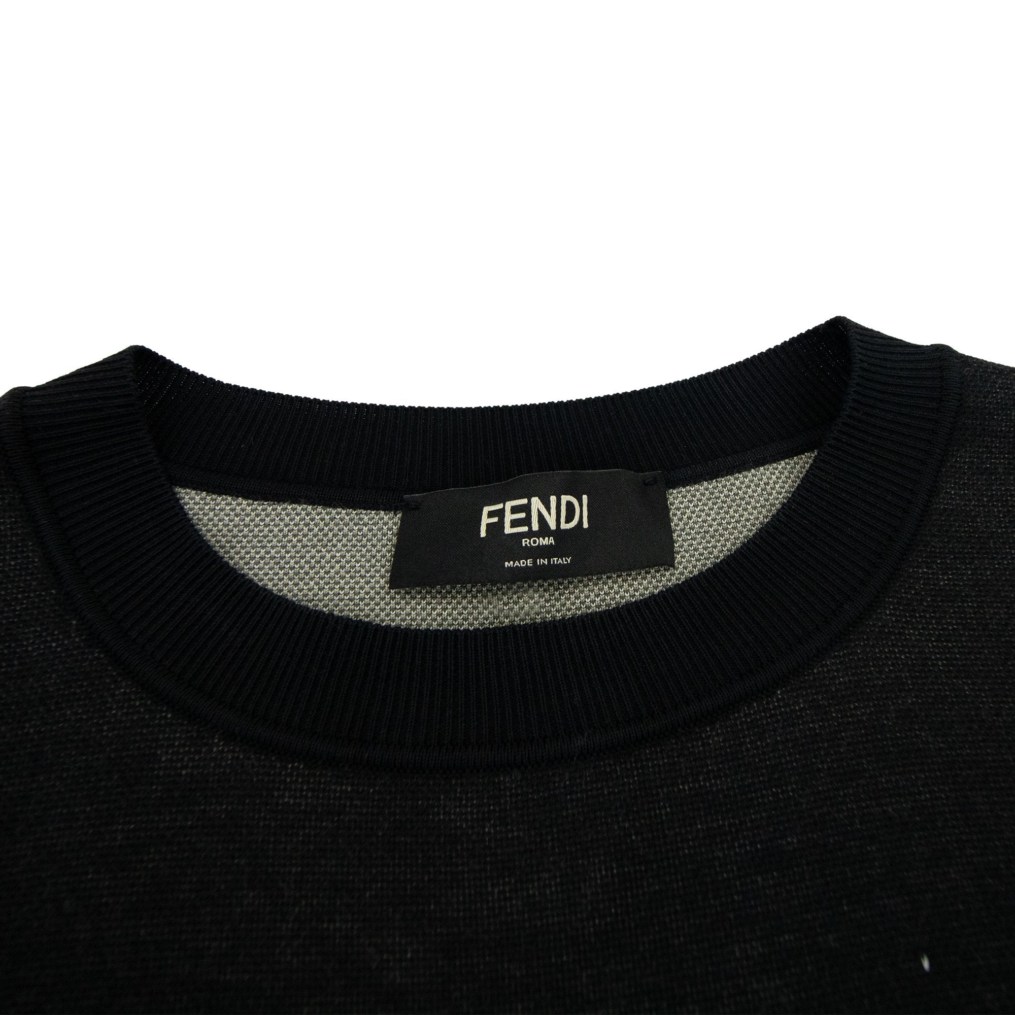 Fendi Girocollo Shaded Ff Logo Knitted Jumper Nero