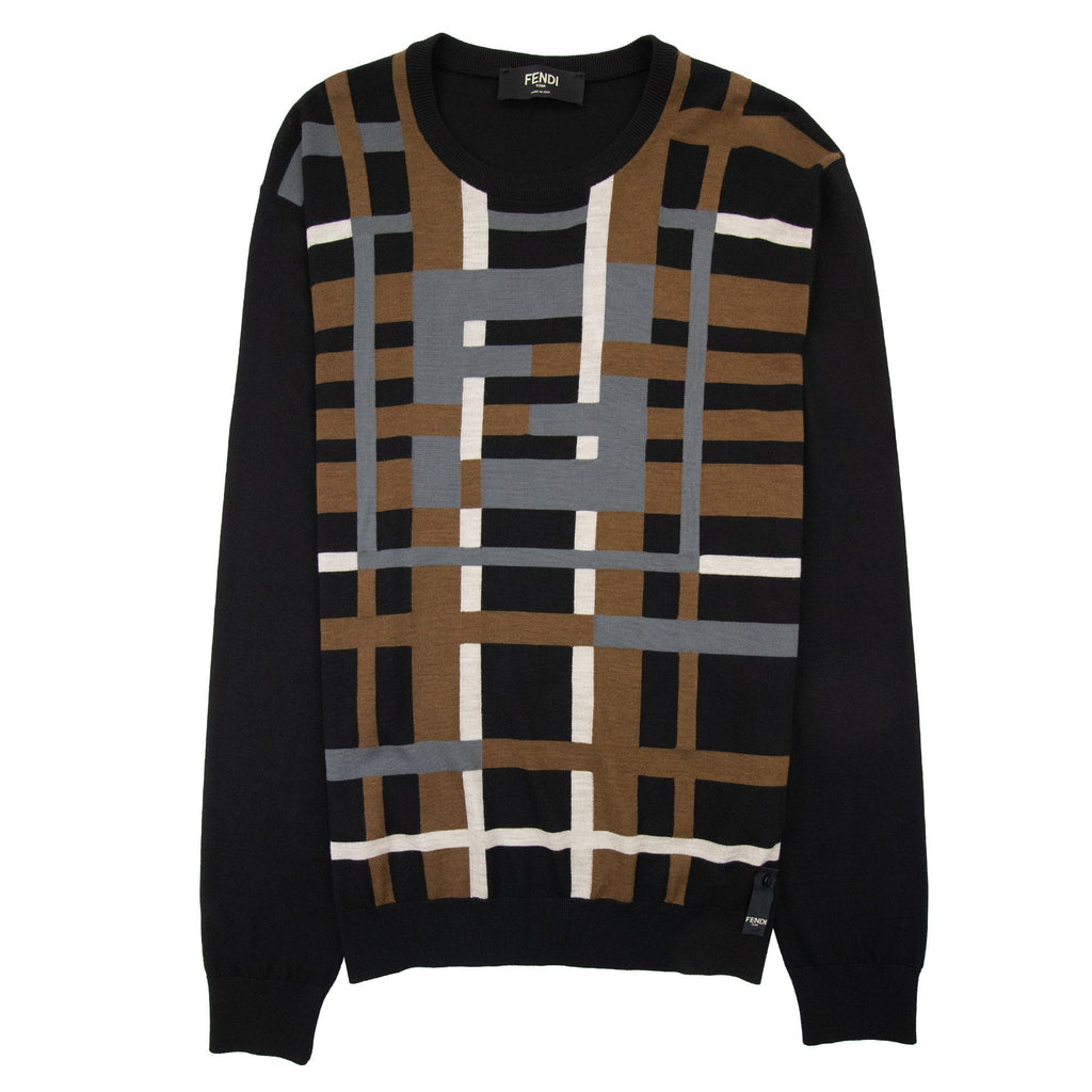 Fendi Straw Ff Logo Knitted Sweater Nero