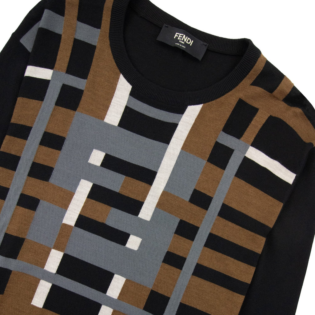 Fendi Straw Ff Logo Knitted Sweater Nero