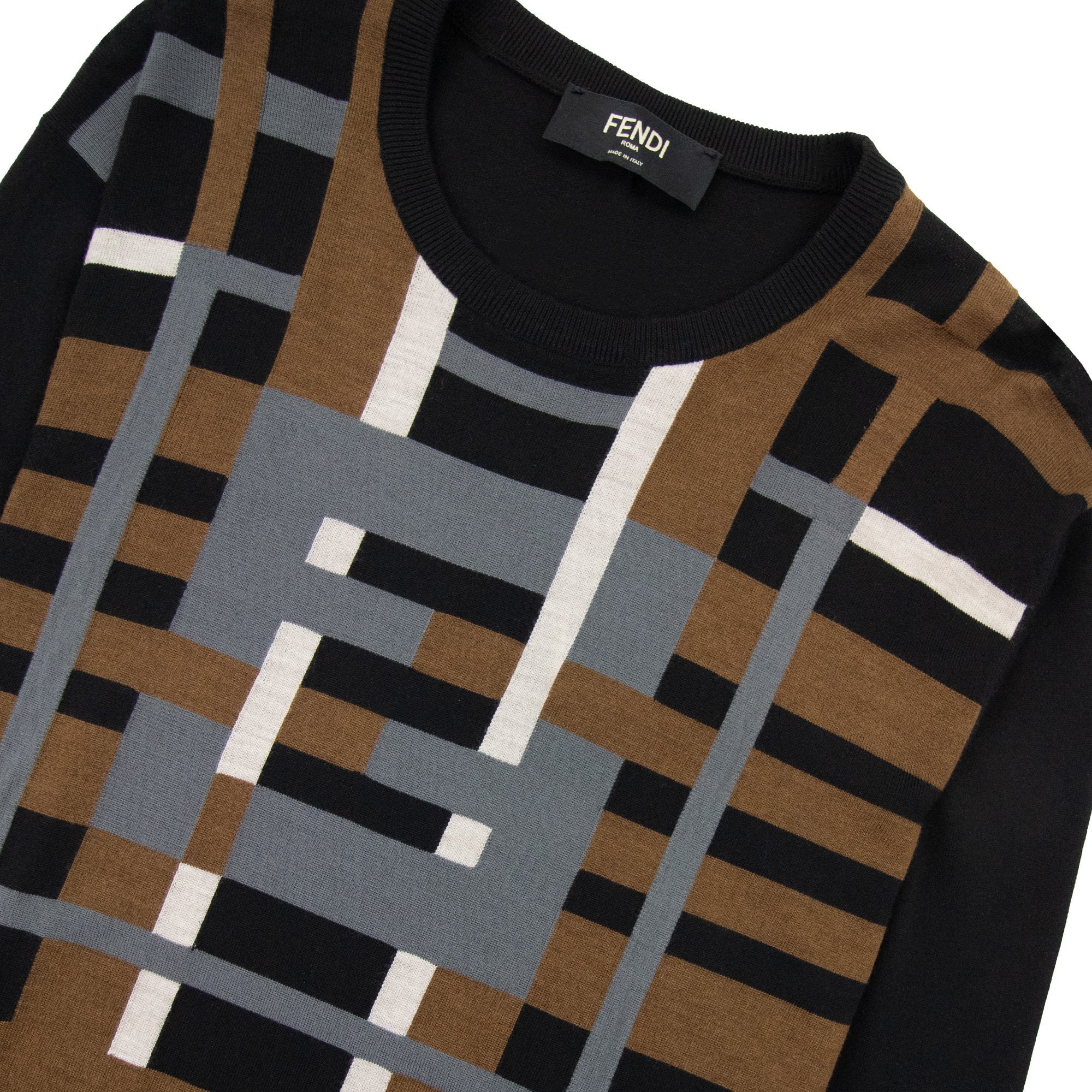 Fendi Straw Ff Logo Knitted Sweater Nero