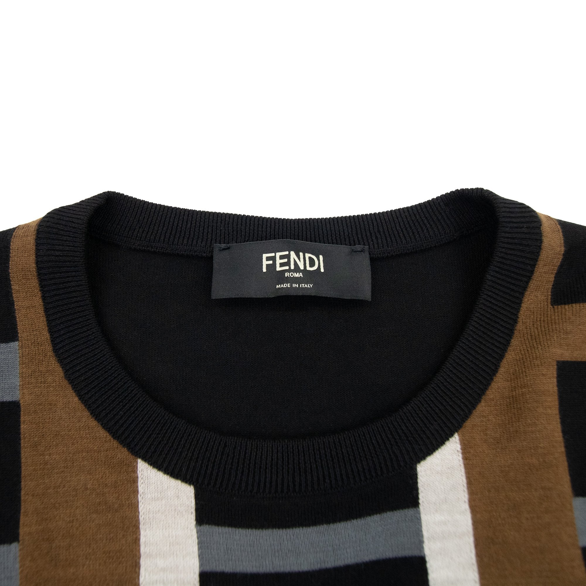 Fendi Straw Ff Logo Knitted Sweater Nero