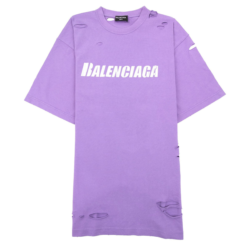 Balenciaga Caps Rip T-shirt Lilac