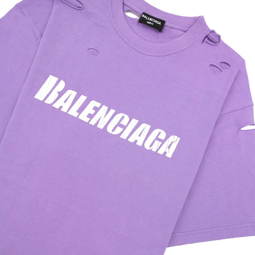 Balenciaga Caps Rip T-shirt Lilac