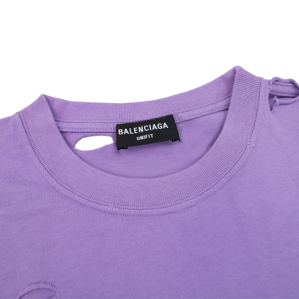 Balenciaga Caps Rip T-shirt Lilac