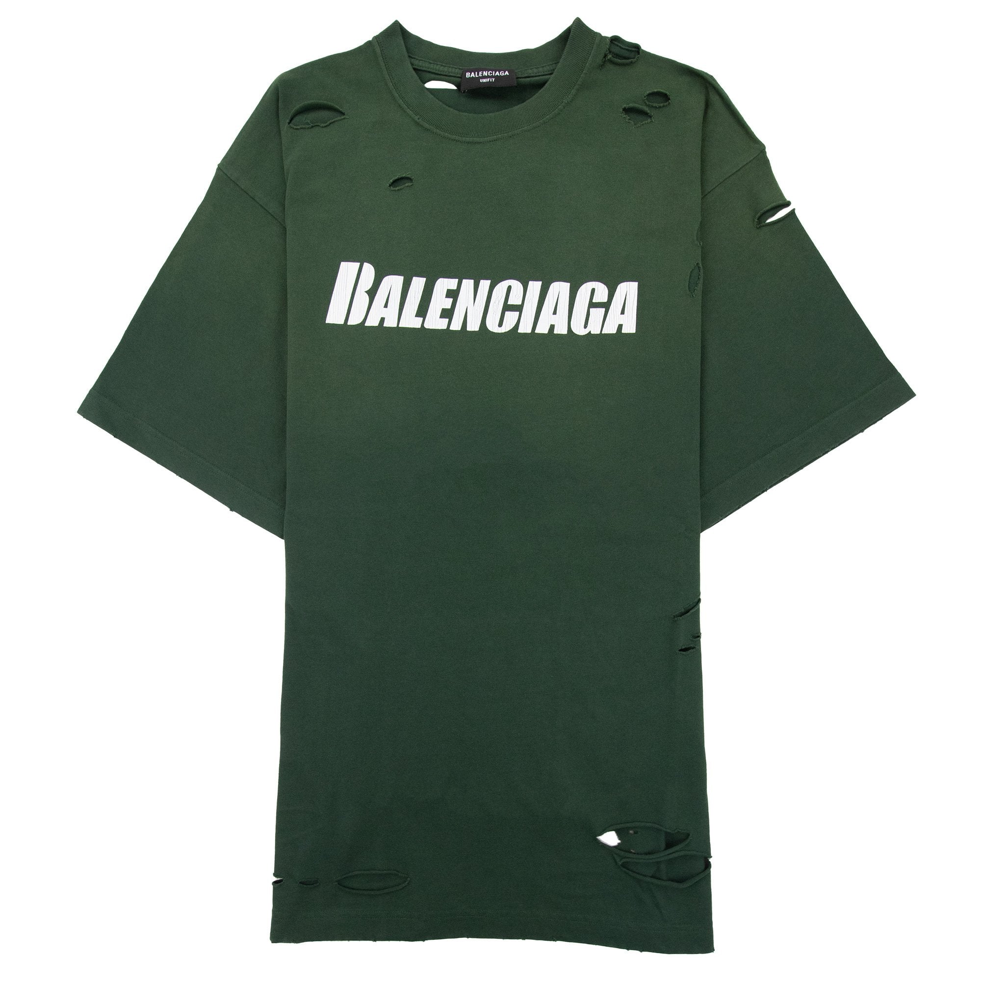 Balenciaga Caps Rip T-shirt Green