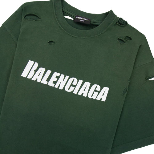 Balenciaga Caps Rip T-shirt Green