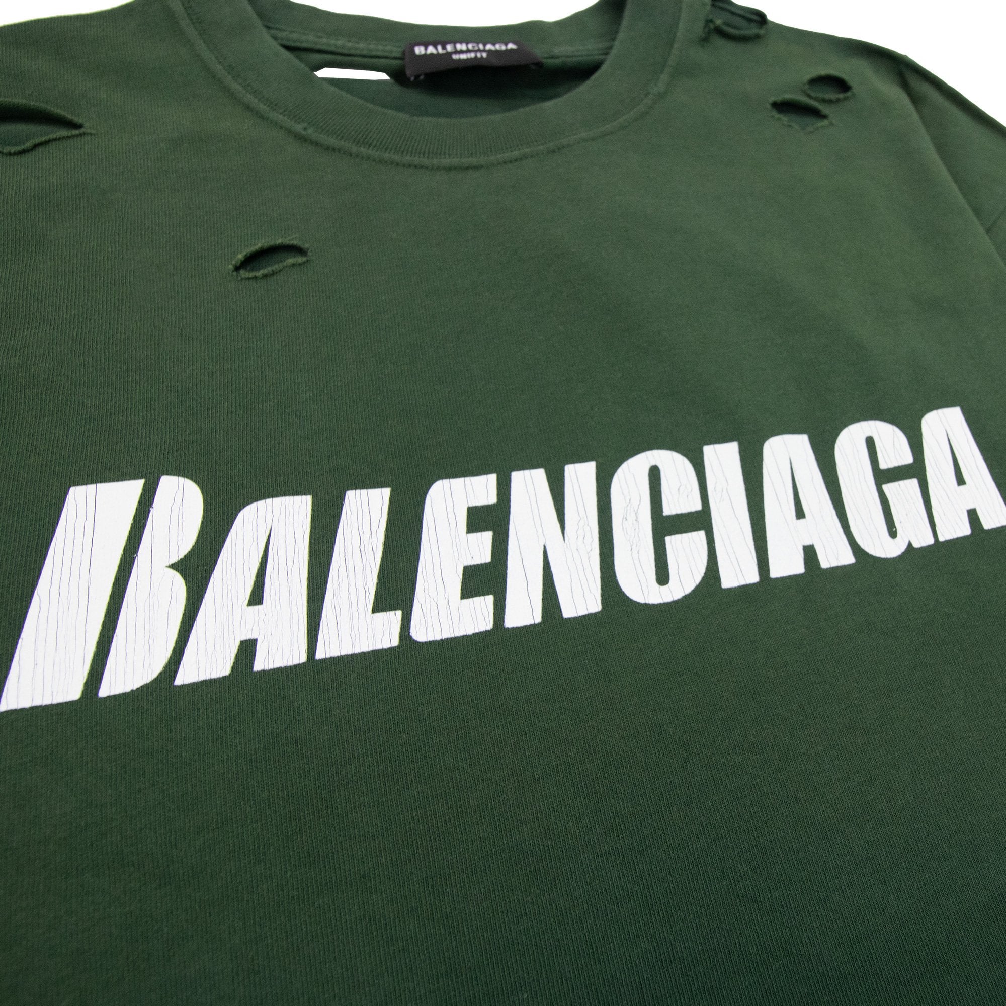 Balenciaga Caps Rip T-shirt Green