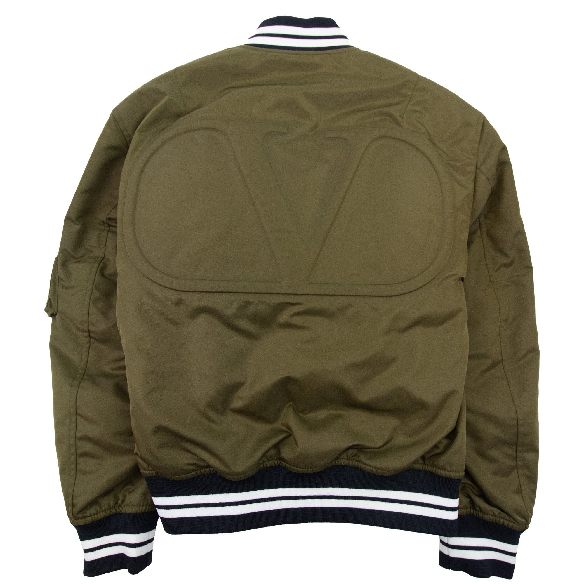 Valentino V Logo Signature Print Bomber Jacket Military Green