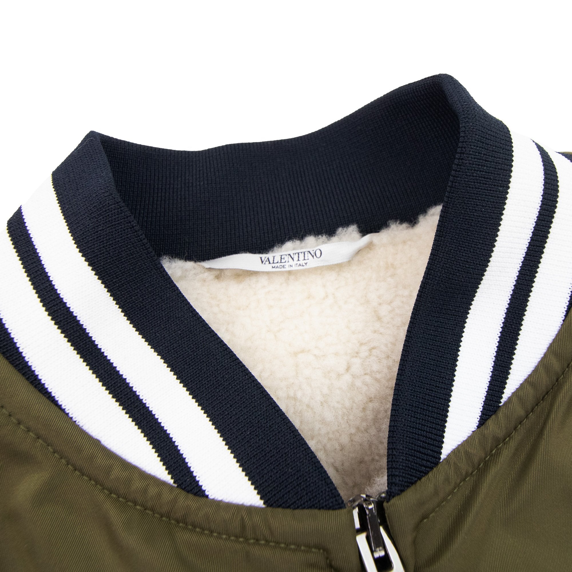 Valentino V Logo Signature Print Bomber Jacket Military Green