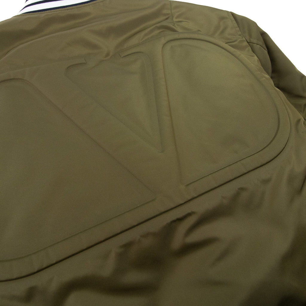 Valentino V Logo Signature Print Bomber Jacket Military Green