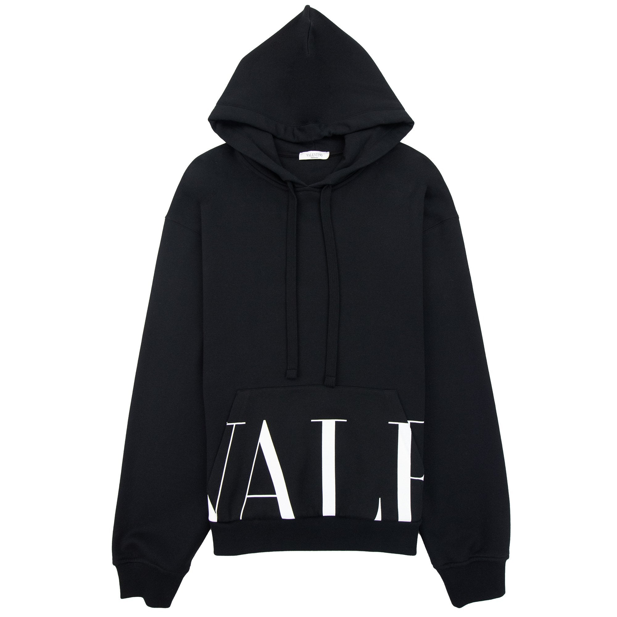 Valentino Logo Print Hoodied Sweatshirt Black 0ni