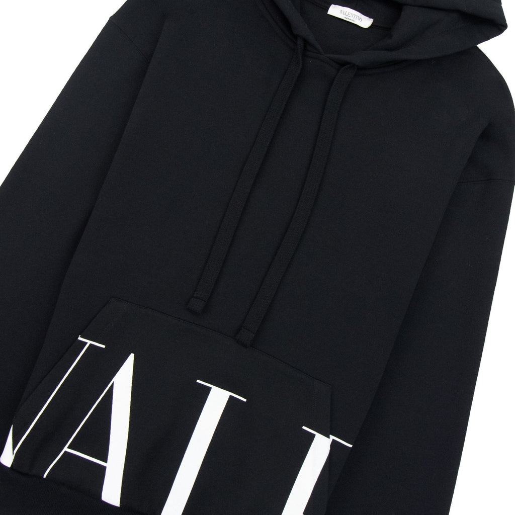 Valentino Logo Print Hoodied Sweatshirt Black 0ni