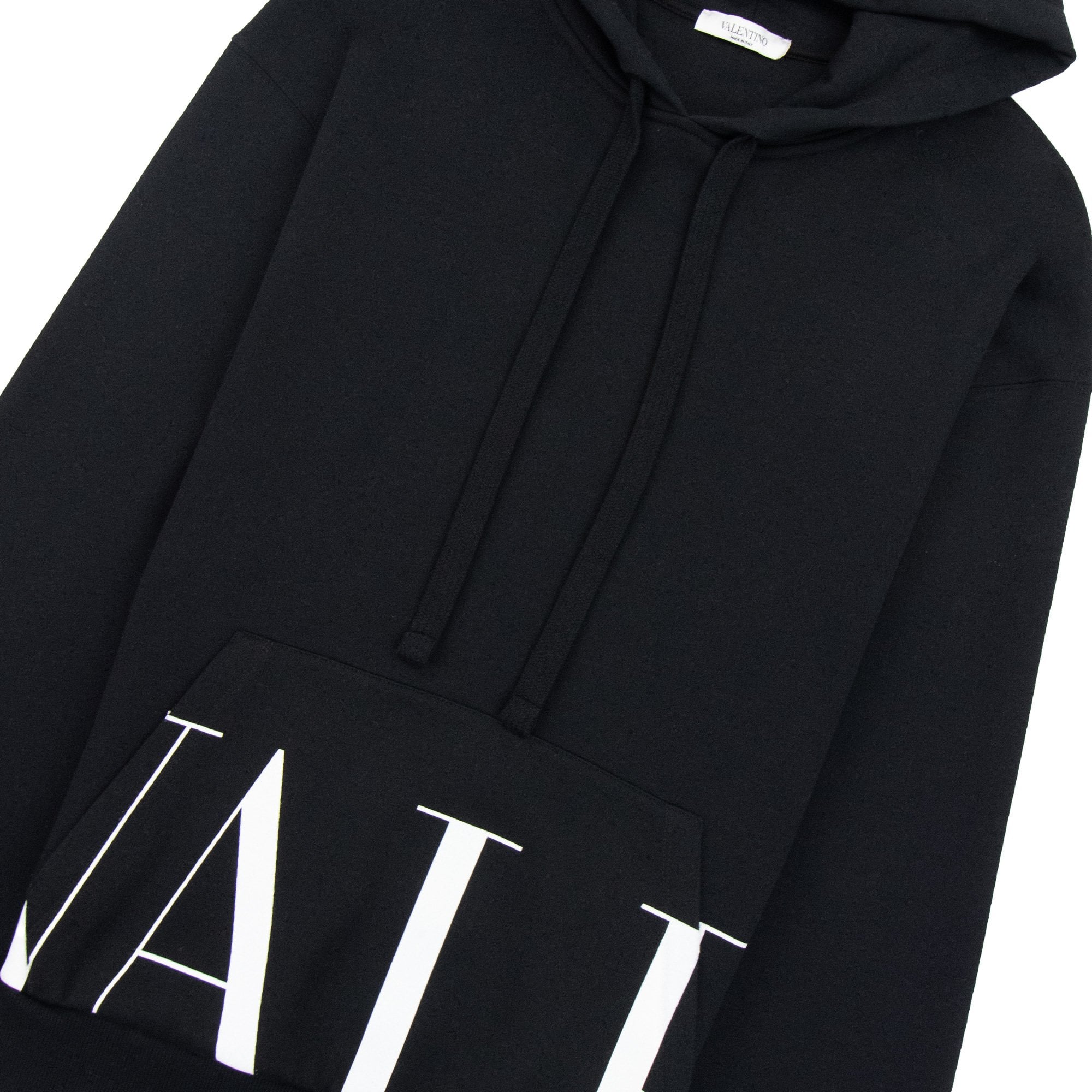 Valentino Logo Print Hoodied Sweatshirt Black 0ni
