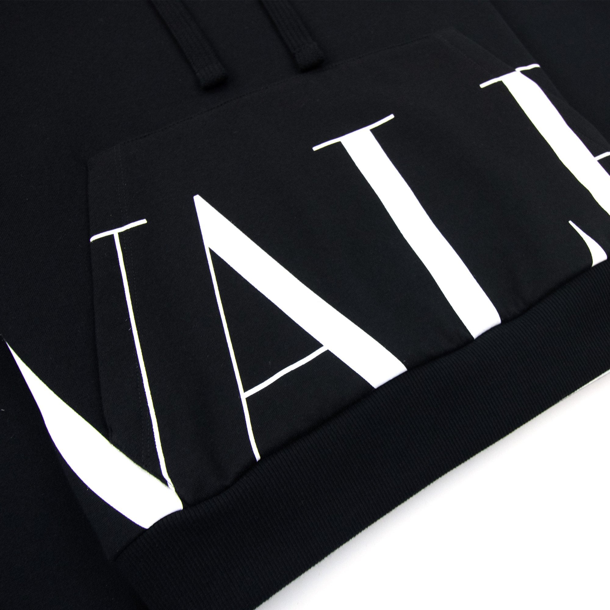 Valentino Logo Print Hoodied Sweatshirt Black 0ni
