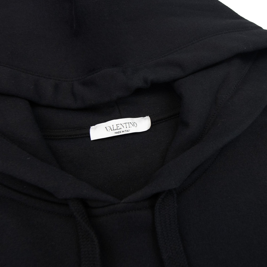 Valentino Logo Print Hoodied Sweatshirt Black 0ni