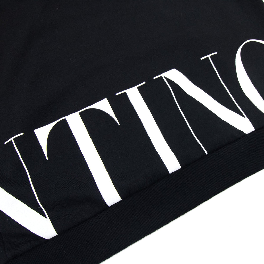 Valentino Logo Print Hoodied Sweatshirt Black 0ni