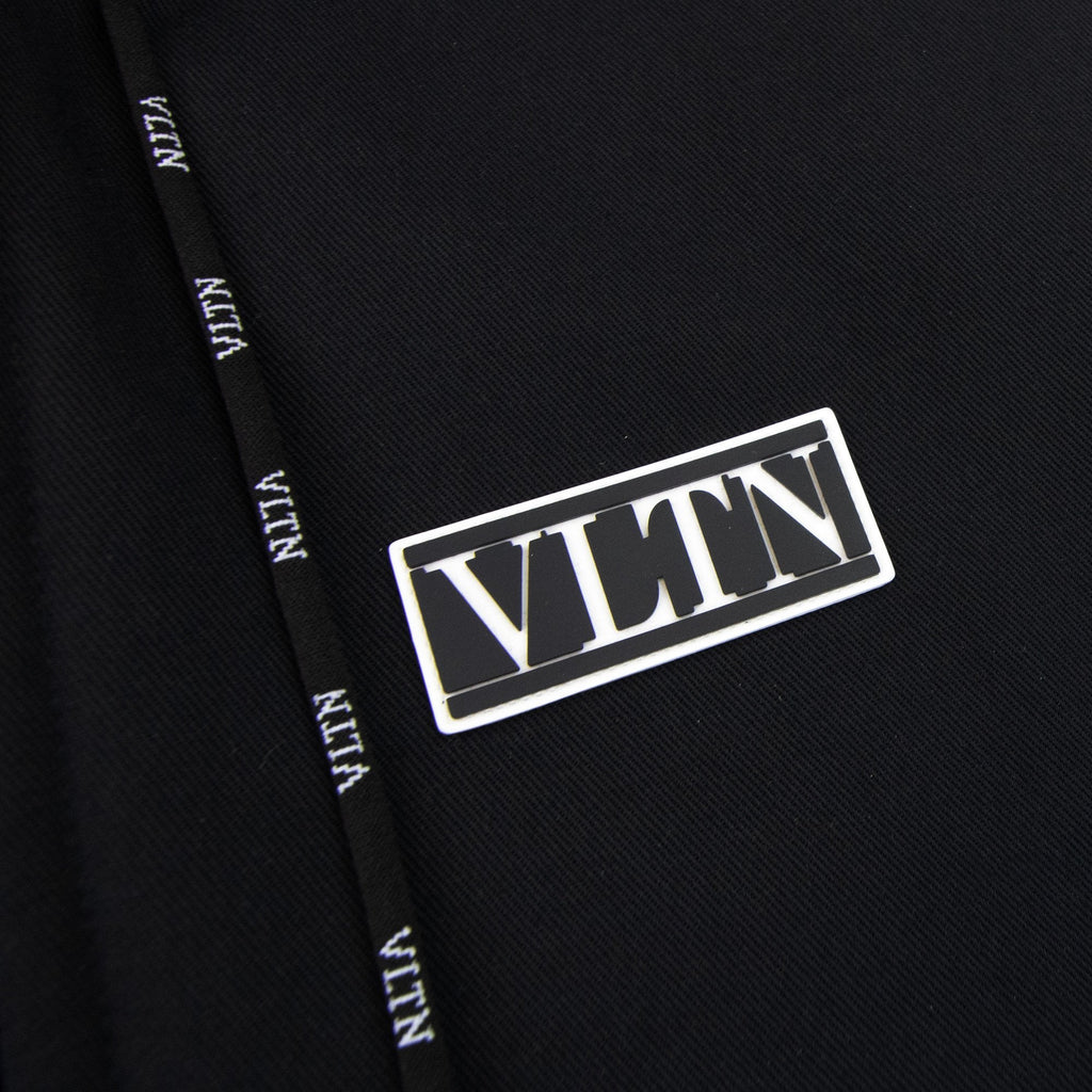 Valentino Vltn Panel Zip Up Hoodied Sweatshirt Black 0no