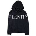Valentino Logo Print Hooded Windbreaker Jacket Black