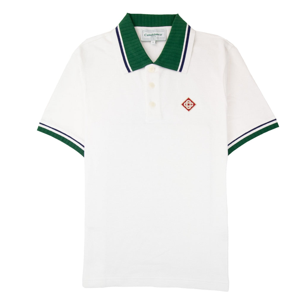 Casablanca Textured Pique Polo White 001