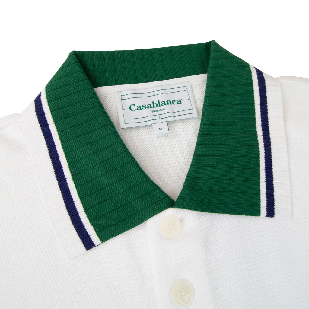 Casablanca Textured Pique Polo White 001