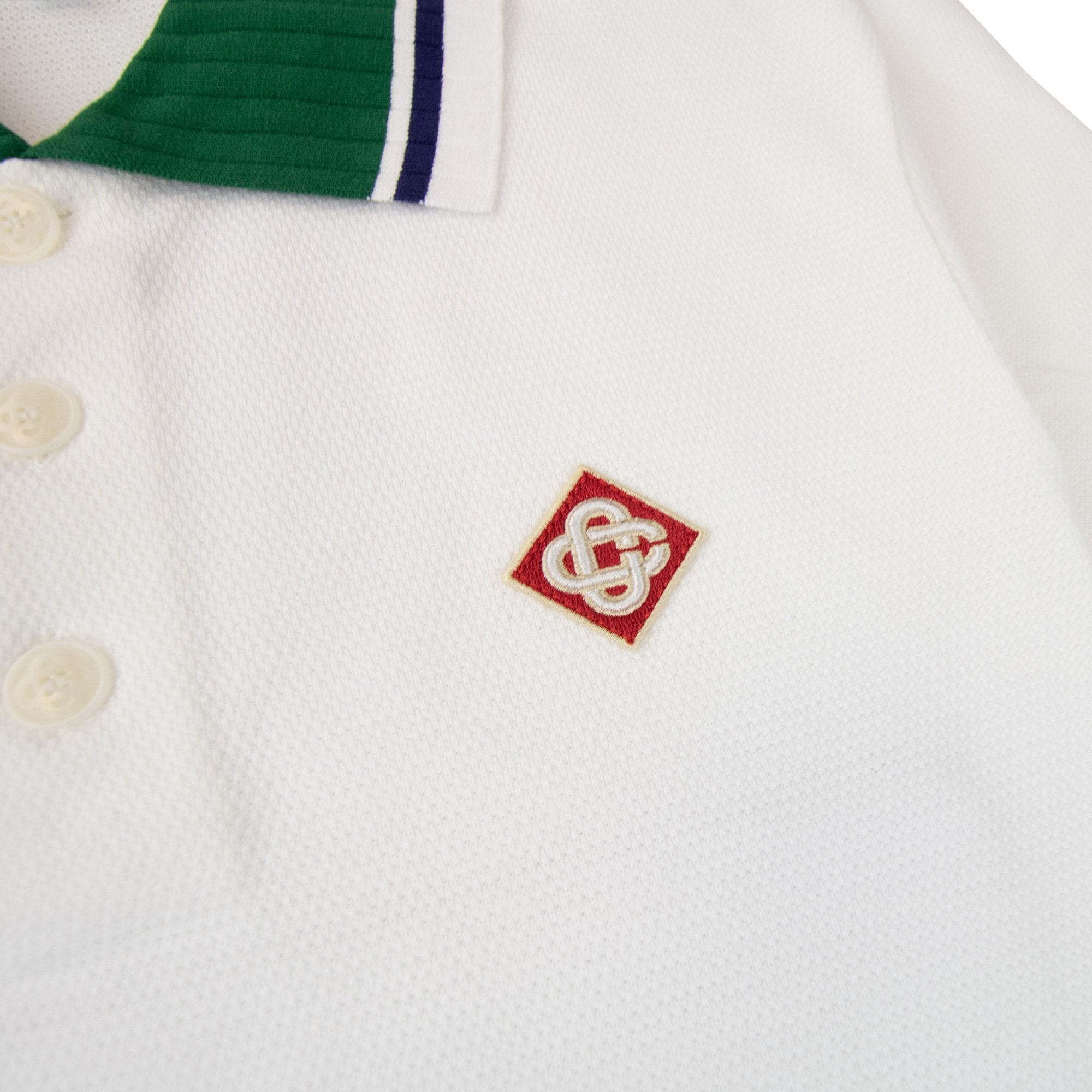 Casablanca Textured Pique Polo White 001