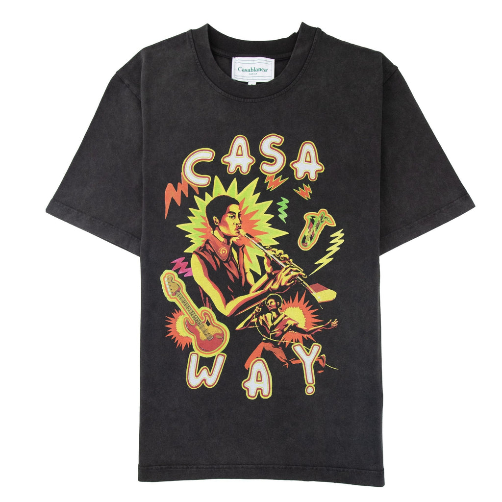 Casablanca Music For The People Print T Shirt Faded Black