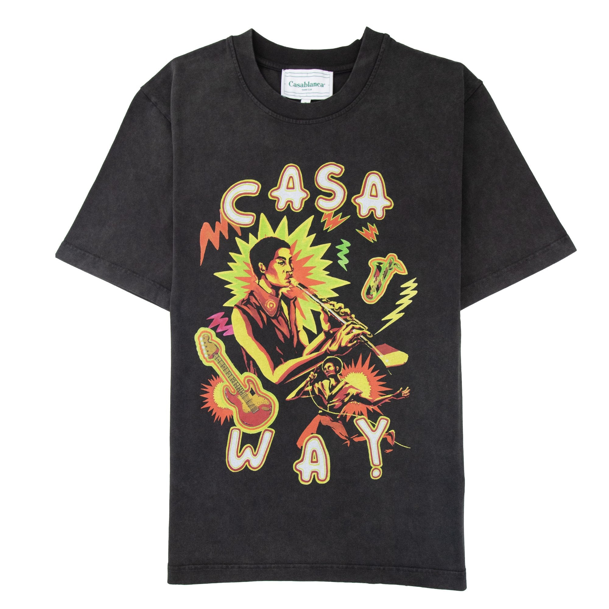 Casablanca Music For The People Print T Shirt Faded Black