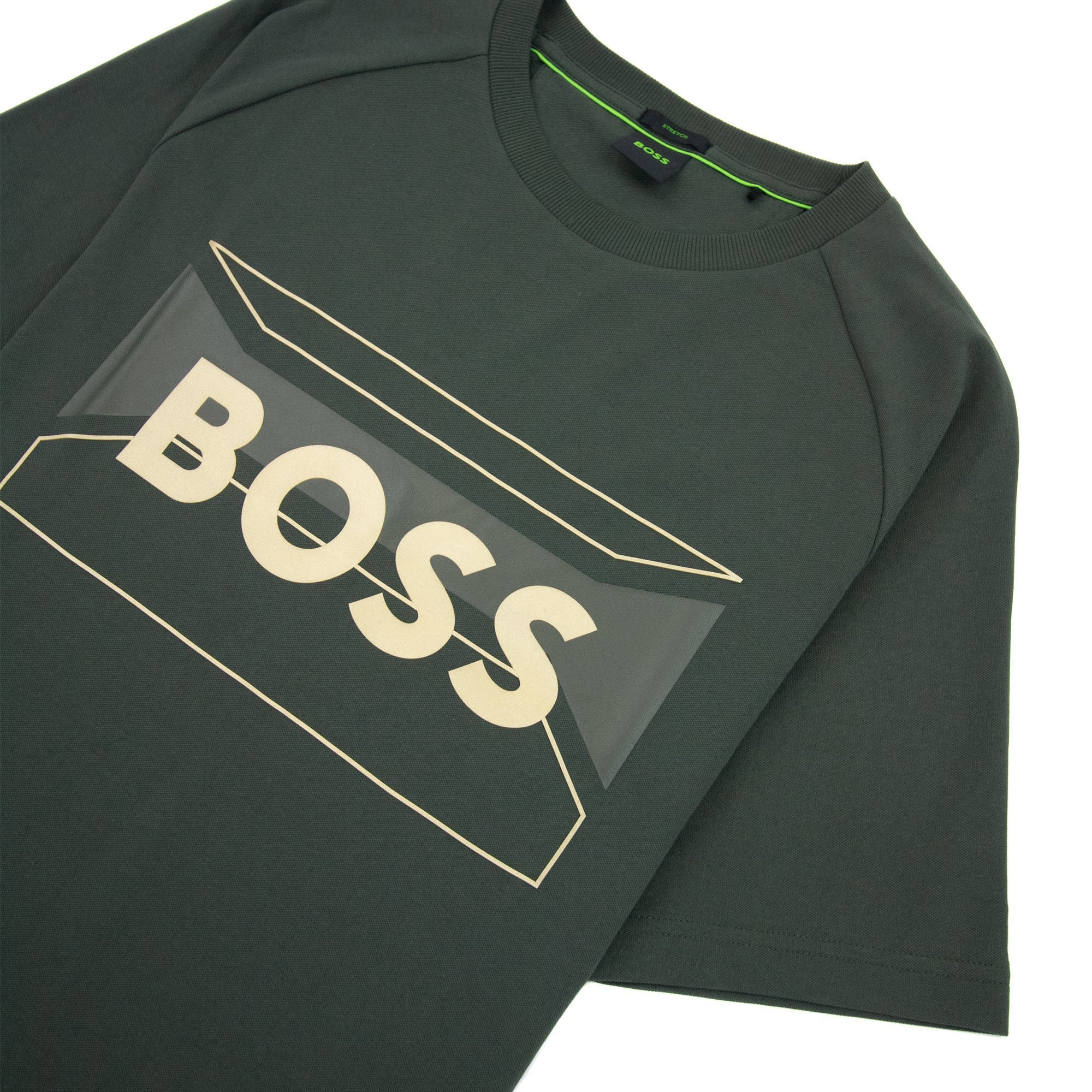 Hugo Boss Tee 2 Artwork Logo T Shirt Green 379