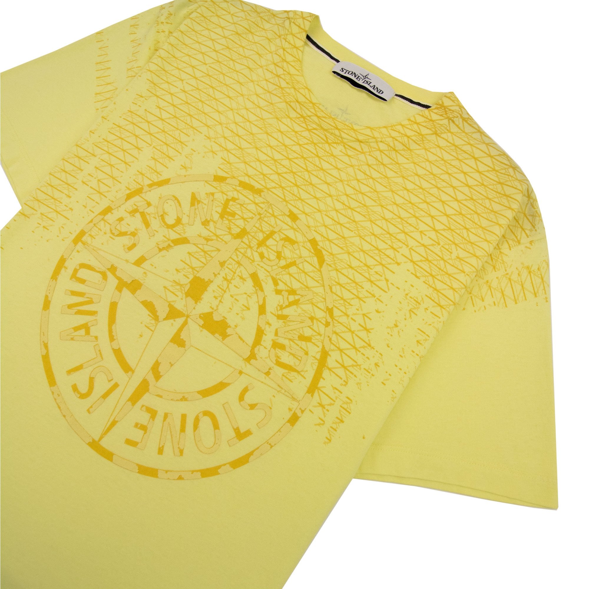 Stone Island Compass Logo T Shirt Yellow V0031