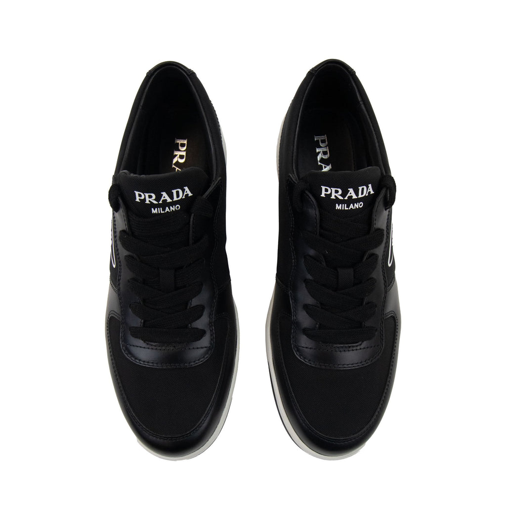 Prada Calzature Uomo Low Top Leather Trainer Black