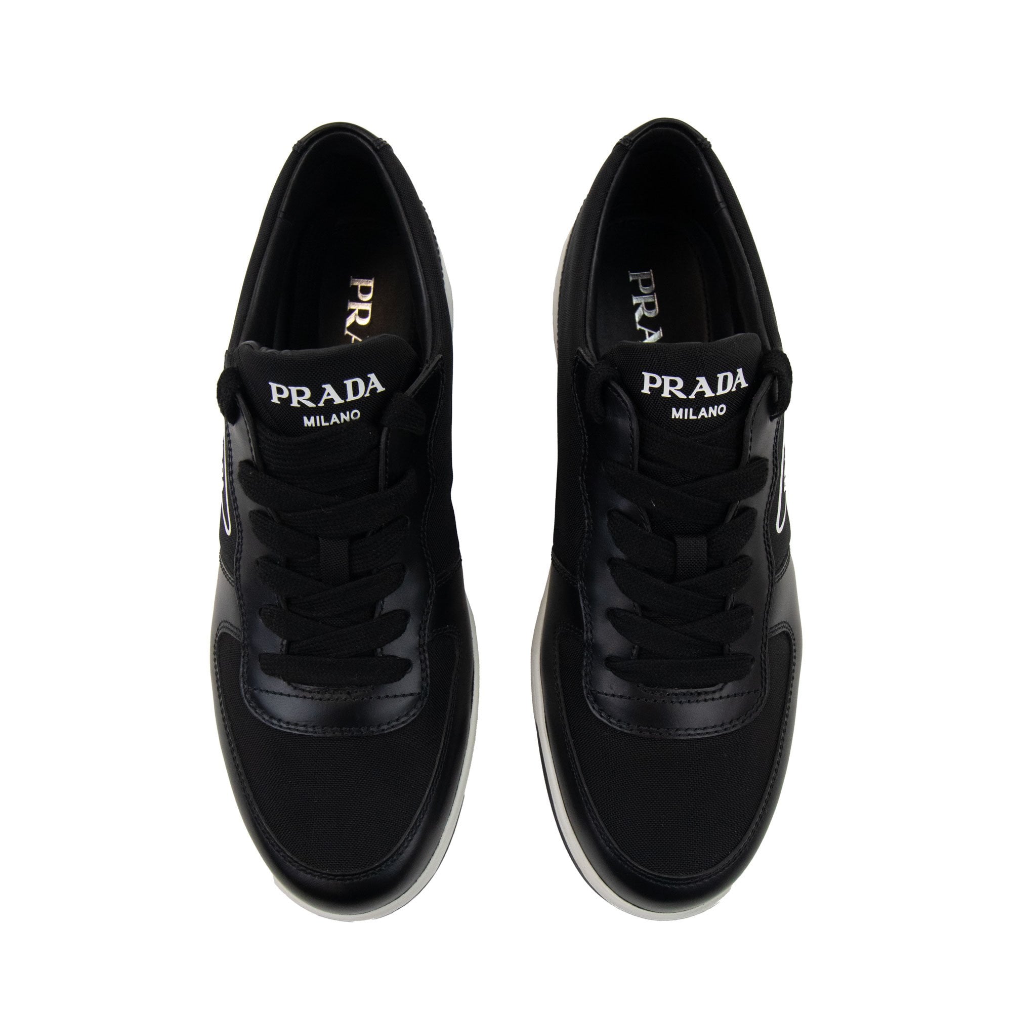 Prada Calzature Uomo Low Top Leather Trainer Black