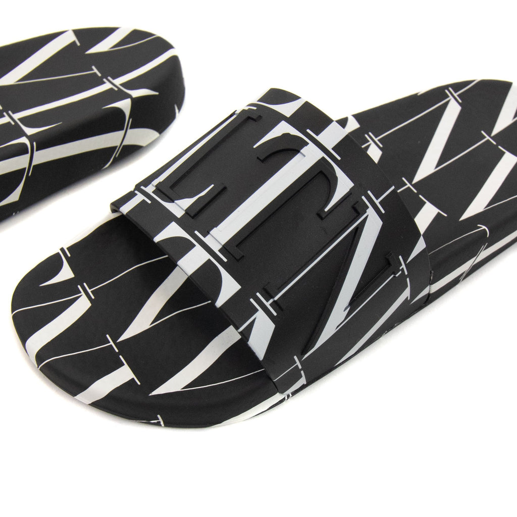 Valentino Vltn Rubber Slides Black/white